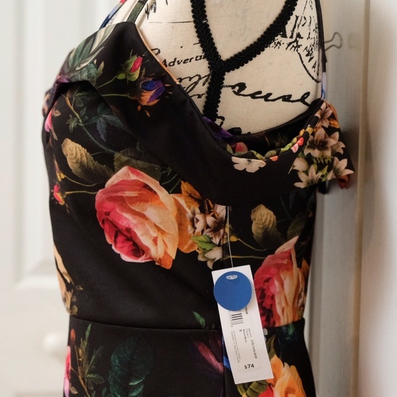 NWT PREMIER AMOUR OFF THE SHOULDER DRESS FLORAL SIZE 8 Fall floral - Picture 3 of 14